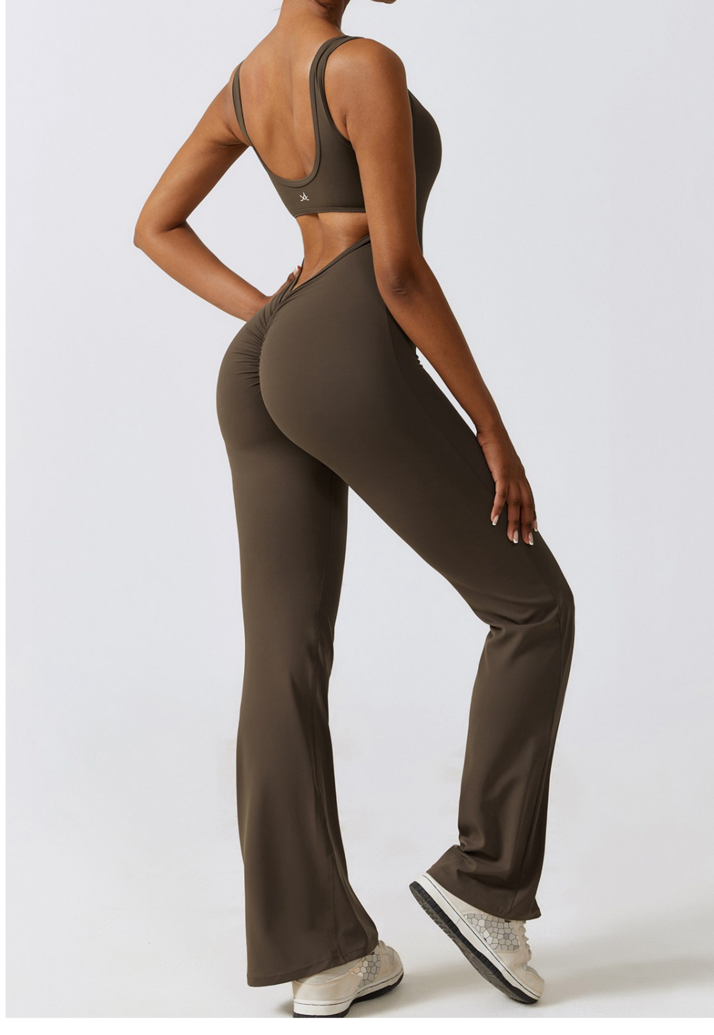 Aura Women’s Slate Blue Bodysuit – Flared Leg Jumpsuit for Activewear and Street Style