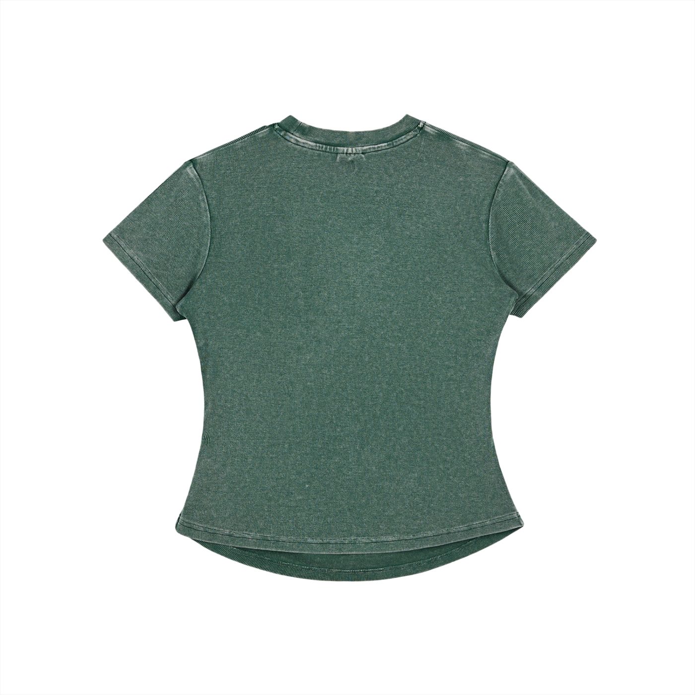 Women's vintaged-wash bodycon cotton t-shirt with short sleeves and round neck