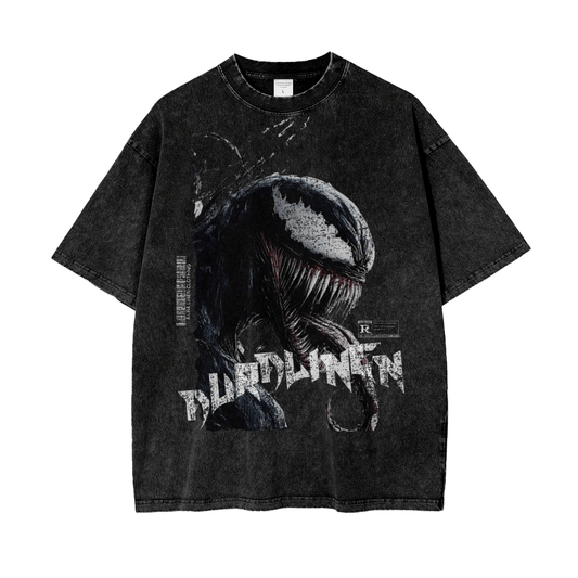 Black Spider-Man Venom Aura Tee with graphic print, loose fit, 100% cotton, short sleeve, round neck, casual streetwear style