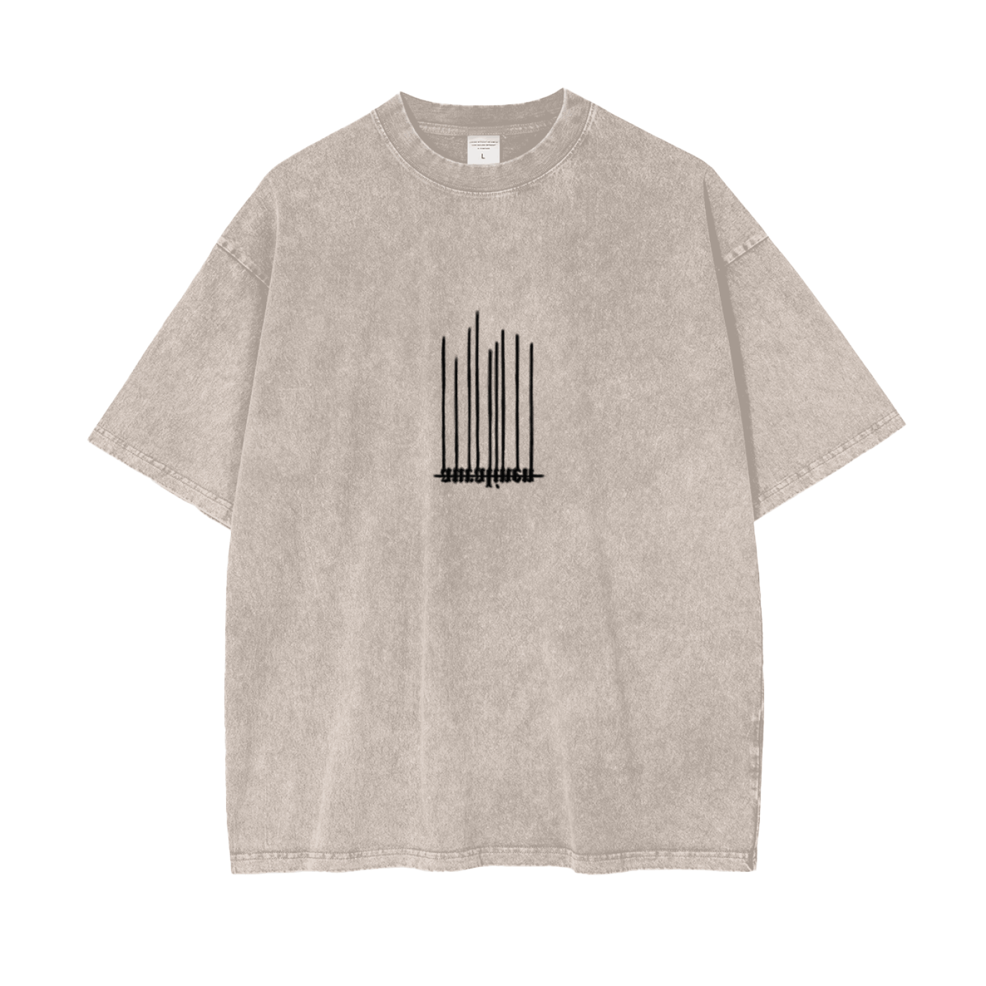 Blurred Reversed Aura Tee loose fit vintage streetwear cotton t-shirt with black vertical bar design and snow wash finish