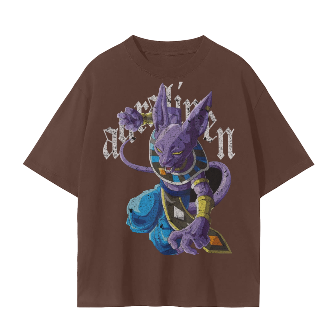 Unisex seamless brown Dragon Ball Super Beerus graphic cotton t-shirt