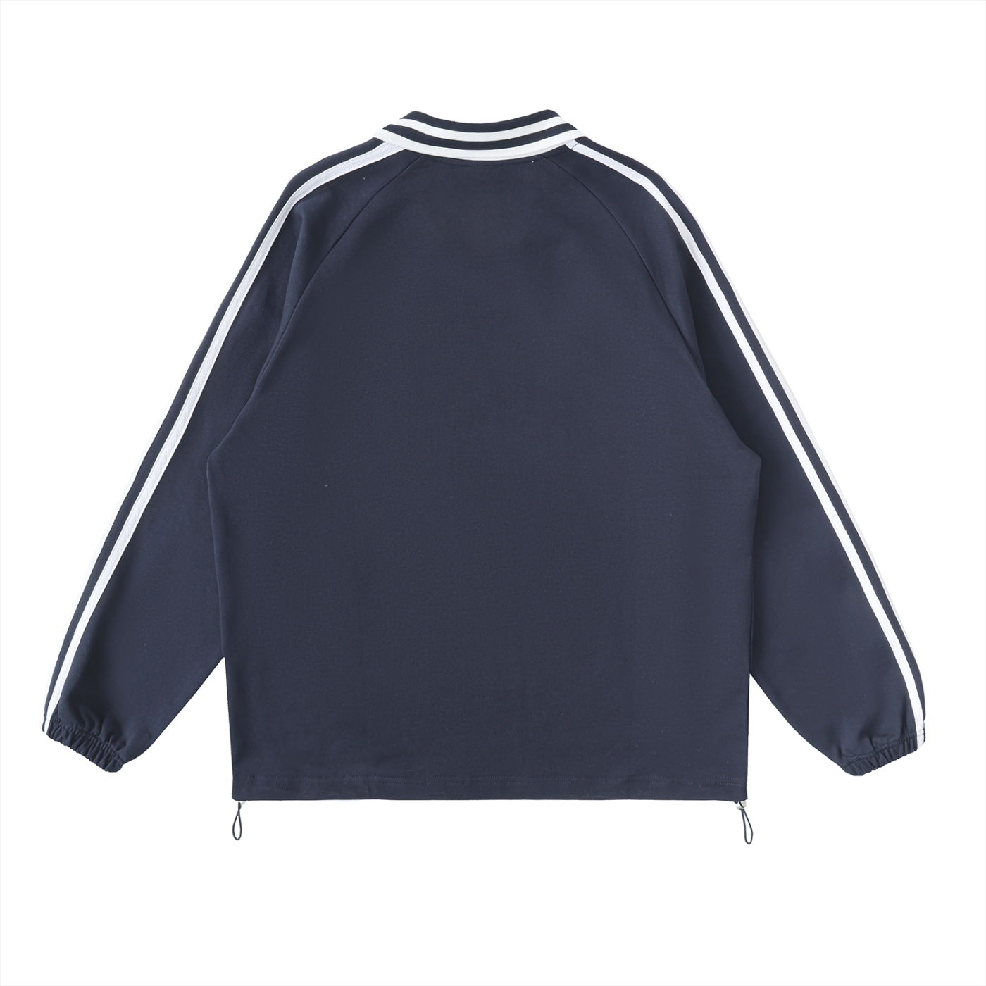 Contrast Striped Lapel Collar Sweatshirt - Aura Linen