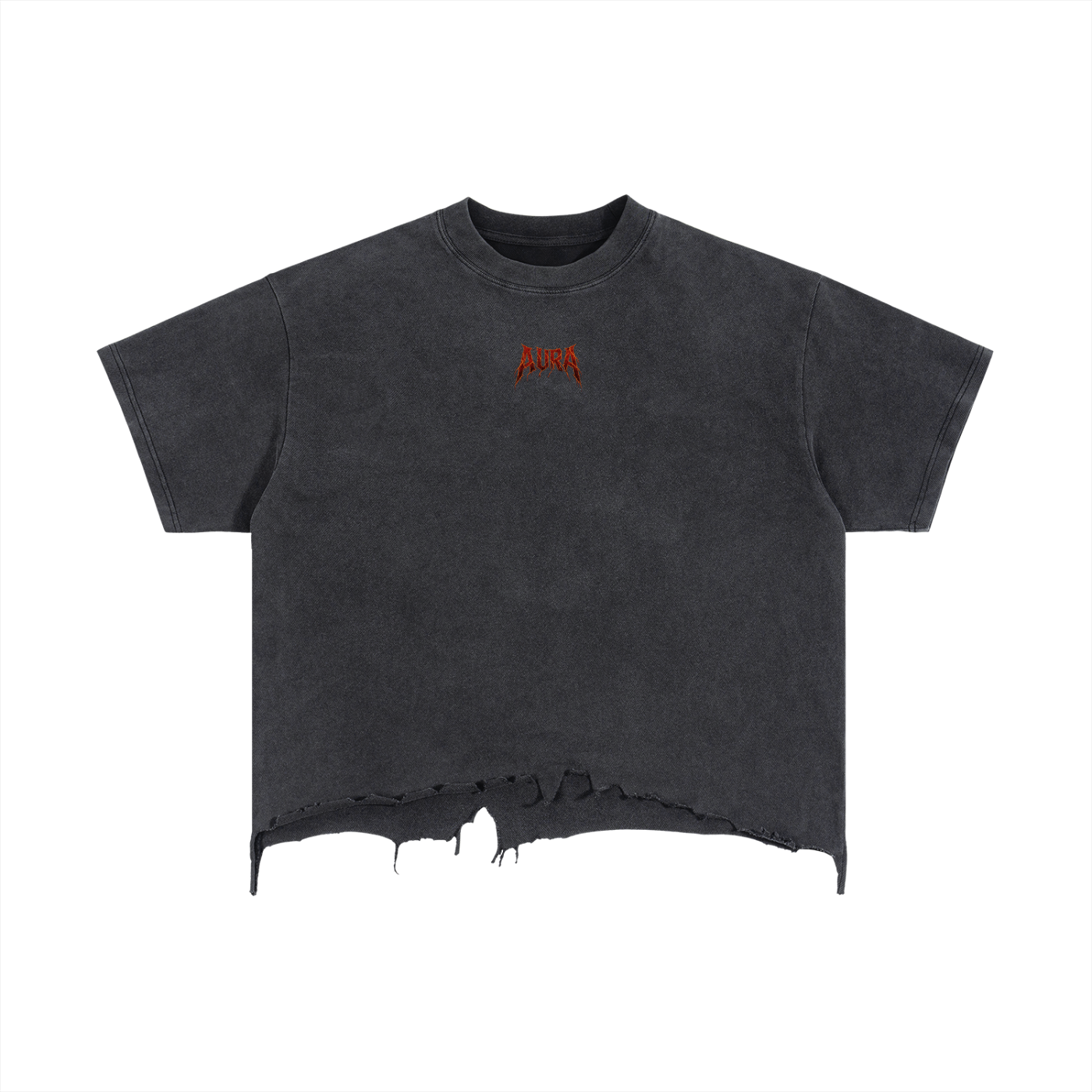 Vintage Wash Boxy Distressed Hem T-Shirt