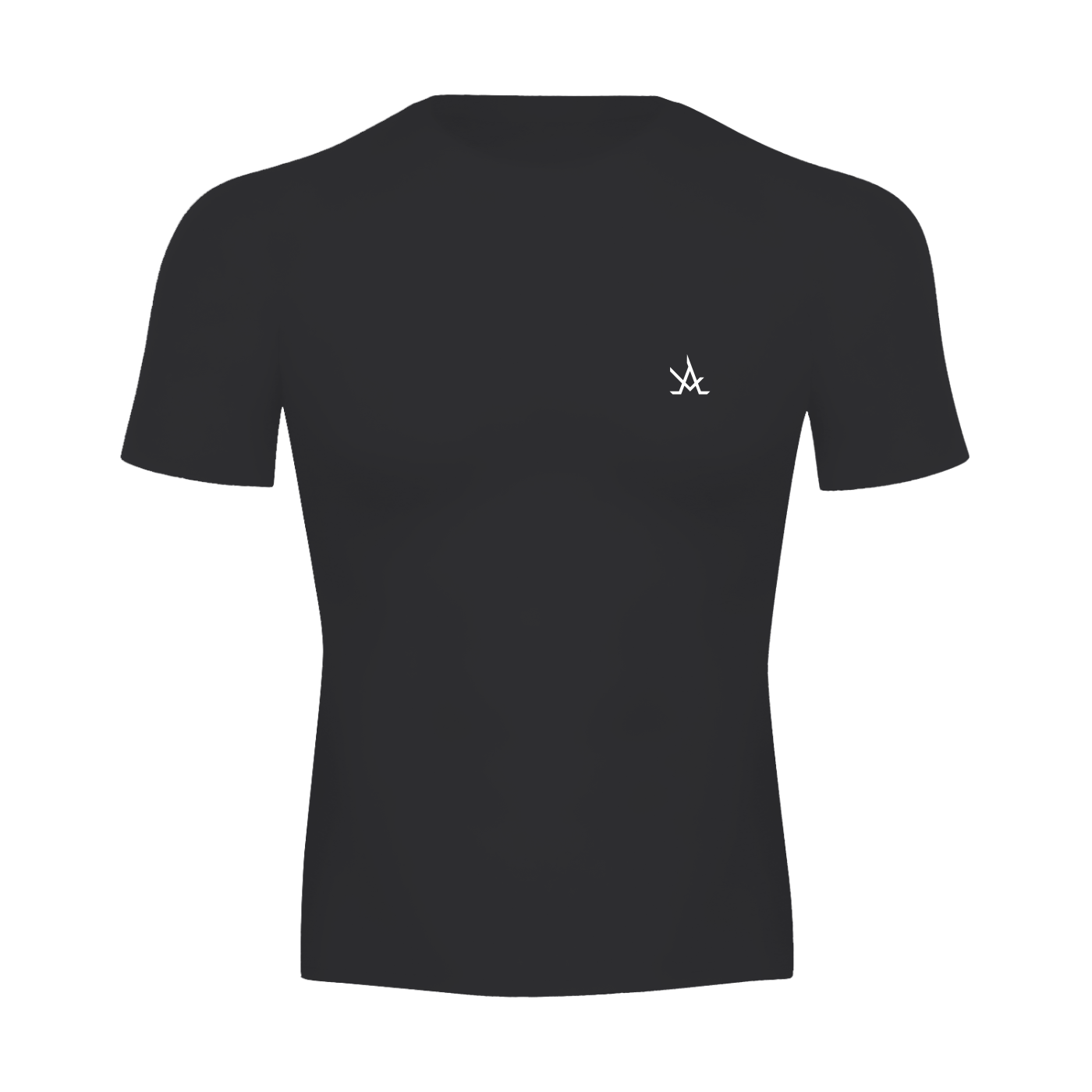 Men's black performance T-shirt with short sleeves and high stretch fabric