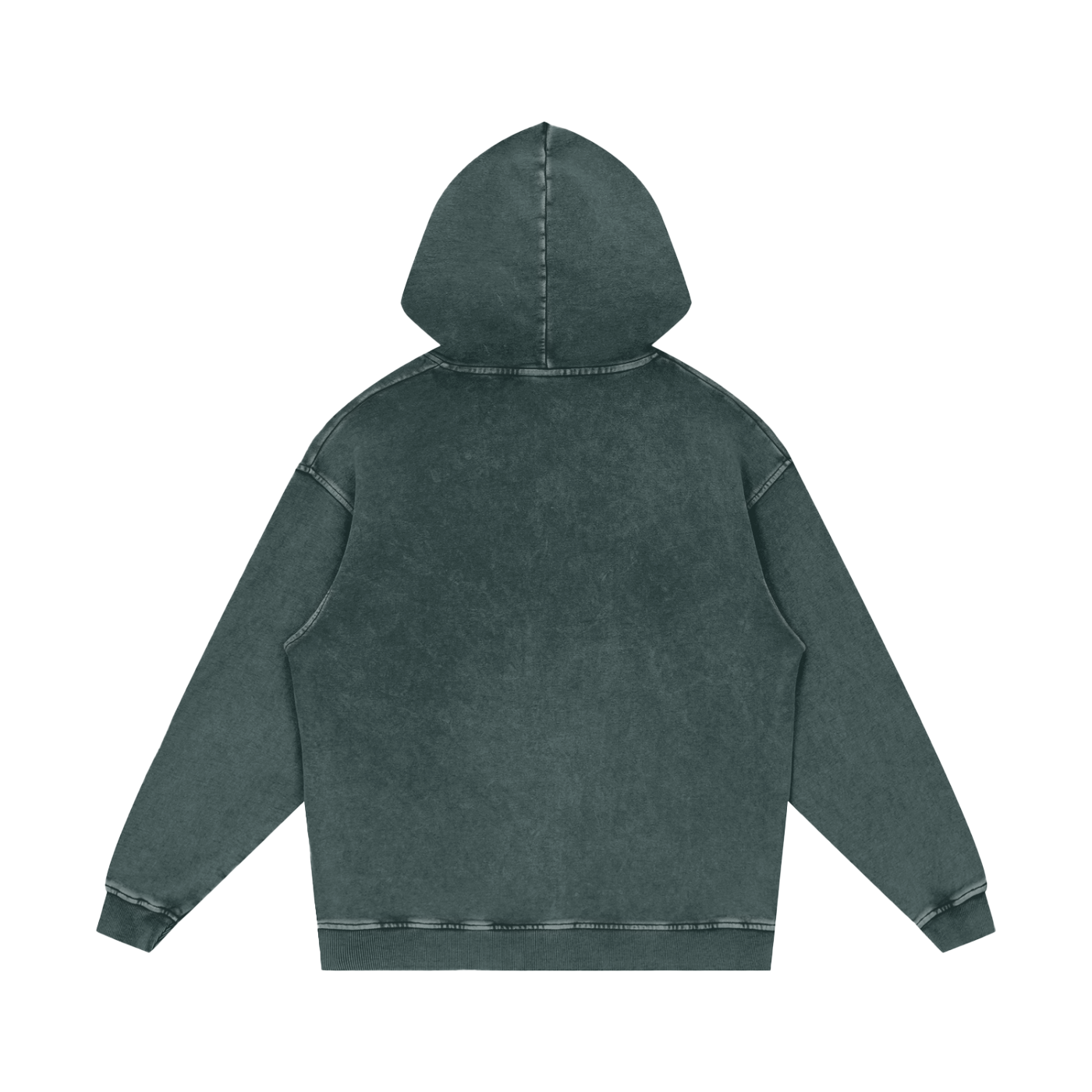 Unisex oversized logo acid wash hoodie in dark washed cotton fabric with hood and rib cuffs