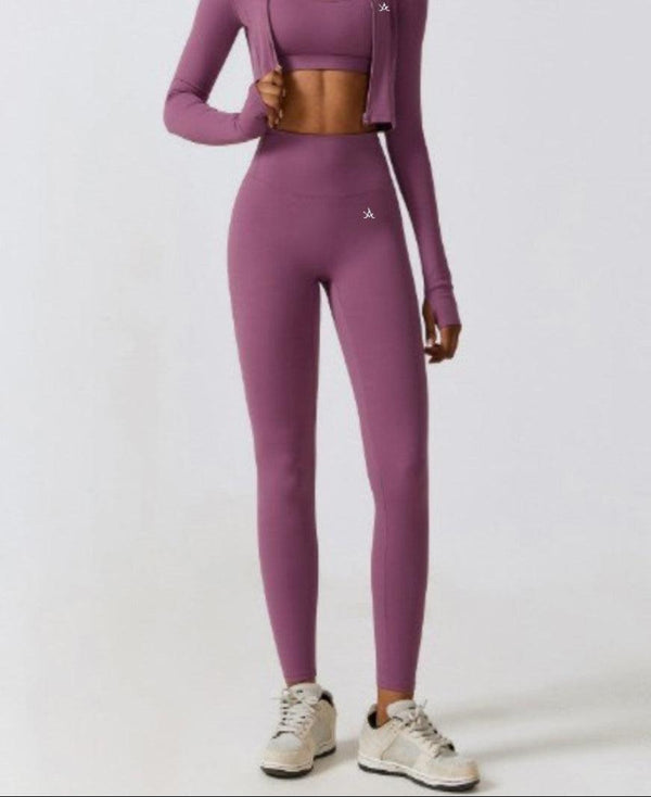 High-performance womens leggings in mauve with high-waist and squat-proof design for workouts