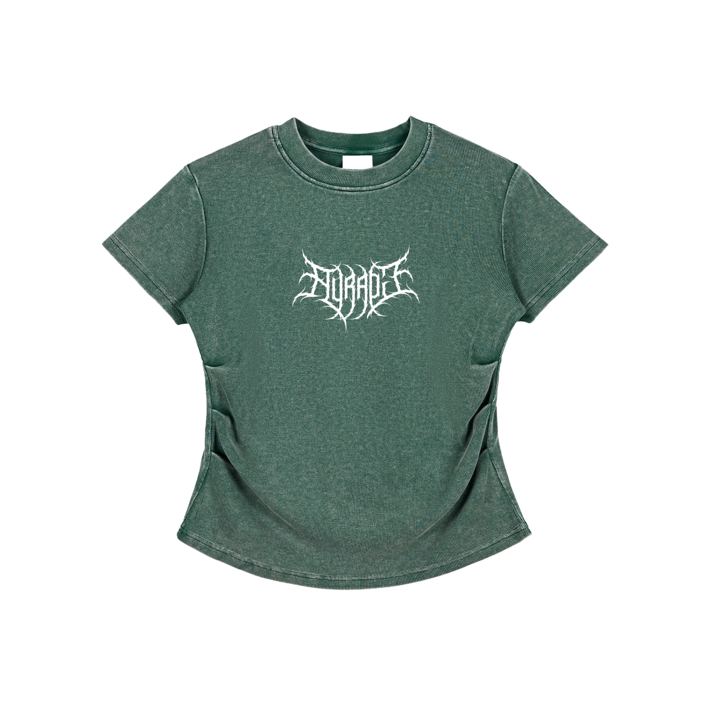 Women's vintaged-wash bodycon cotton t-shirt with short sleeves and round neck