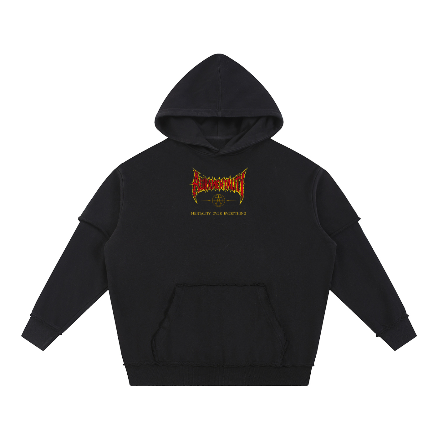 Snow Washed Raw Edge Double Layered Hoodie