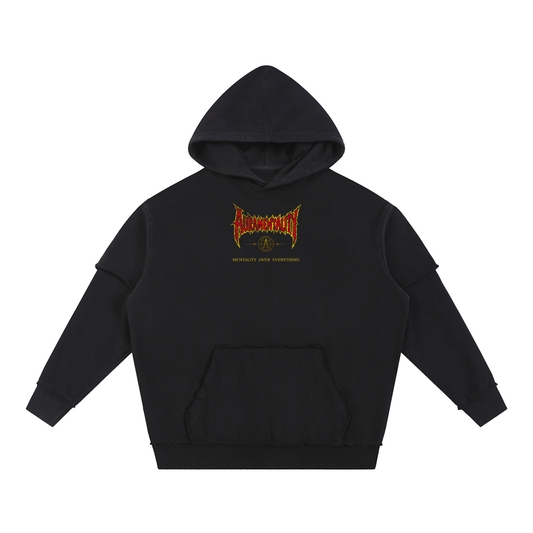 Snow Washed Raw Edge Double Layered Hoodie
