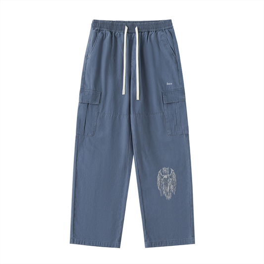 Aura Drawstring Waist Straight-Leg Cargo Pants – Utility Street Style for Men and Women - Aura Linen