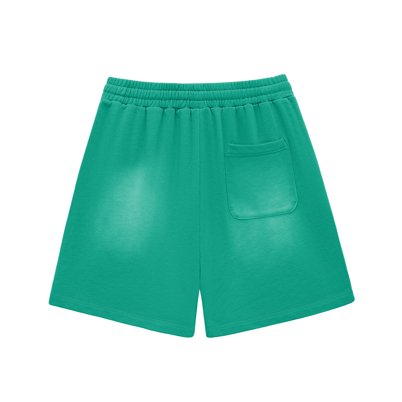 Sun Fade raw edge cotton blend loose fit shorts with back pocket in teal green
