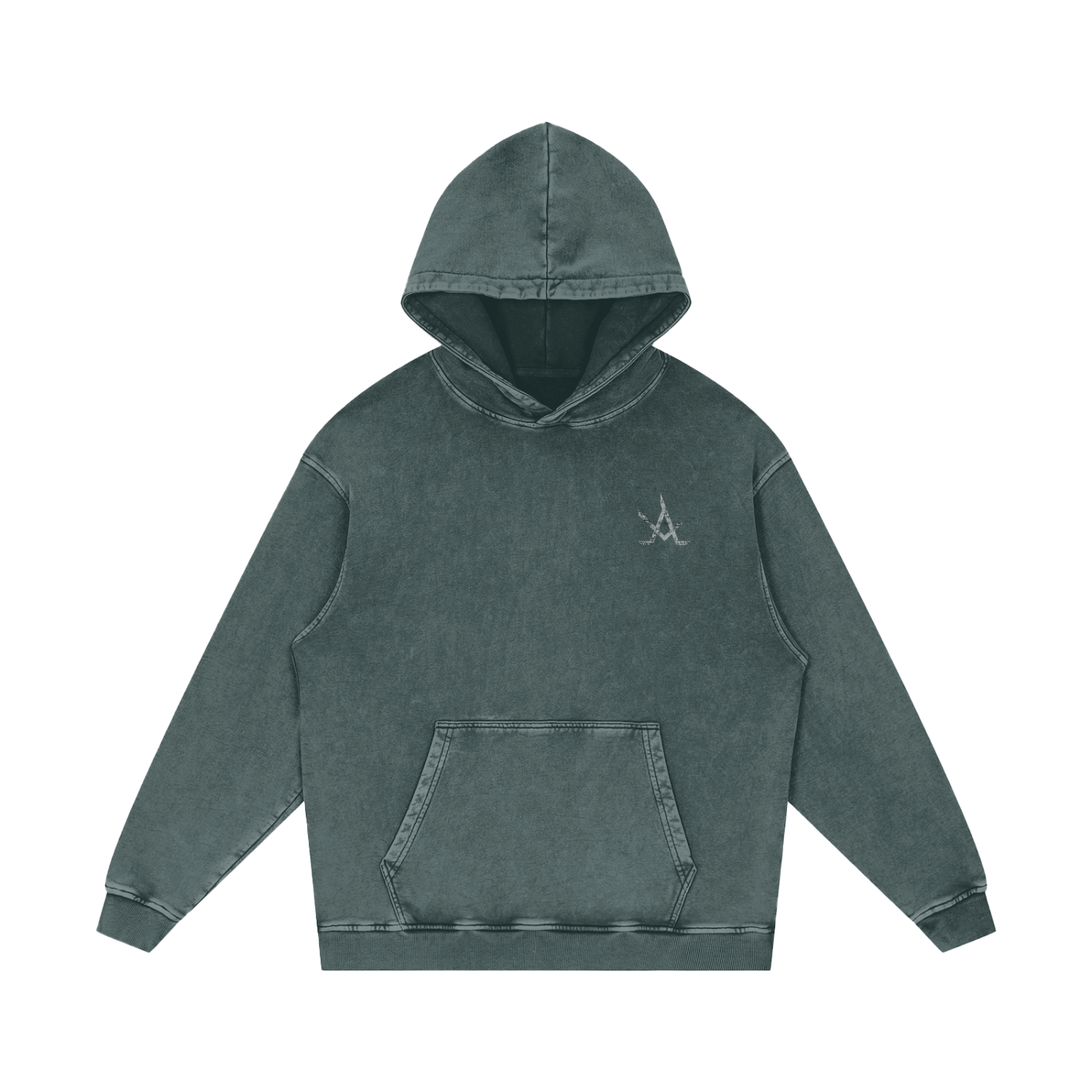 Unisex oversized logo acid wash hoodie in 100% cotton with hood and kangaroo pocket