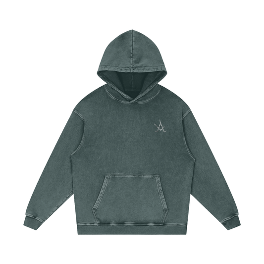 Unisex oversized logo acid wash hoodie in 100% cotton with hood and kangaroo pocket