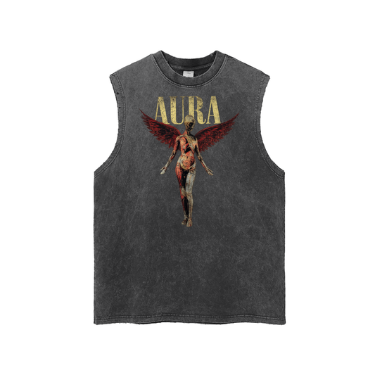 Snow Washed Frayed Hem Tank Top