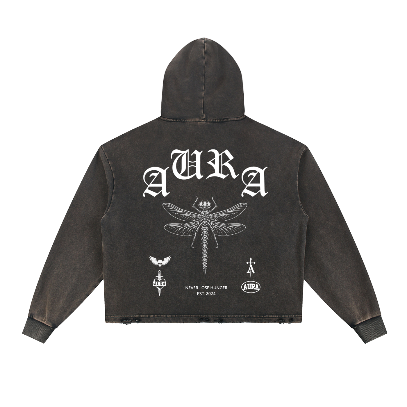 Vintage Washed Frayed-Hem Hoodie - Aura Linen