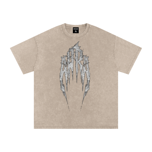 Snow Washed Oversized Cotton T-Shirt - Aura Linen