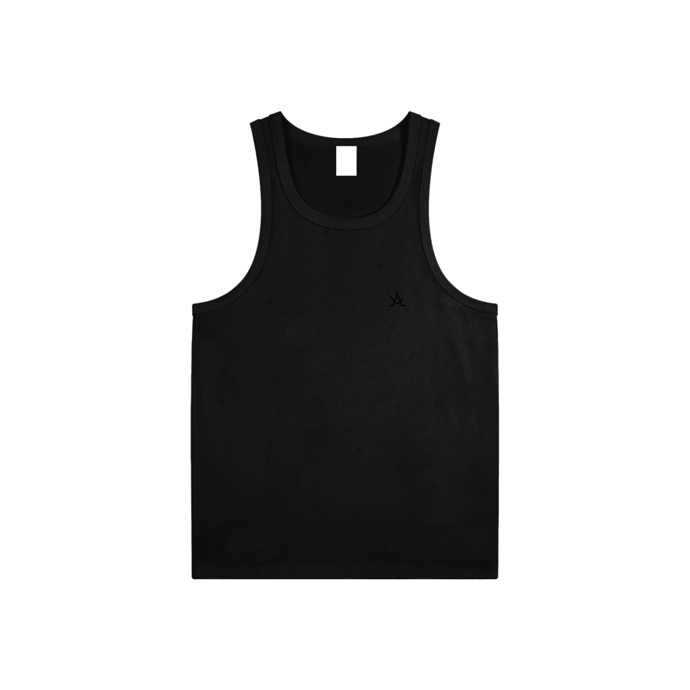 Men's black performance tank top sleeveless bodycon round neck cotton blend