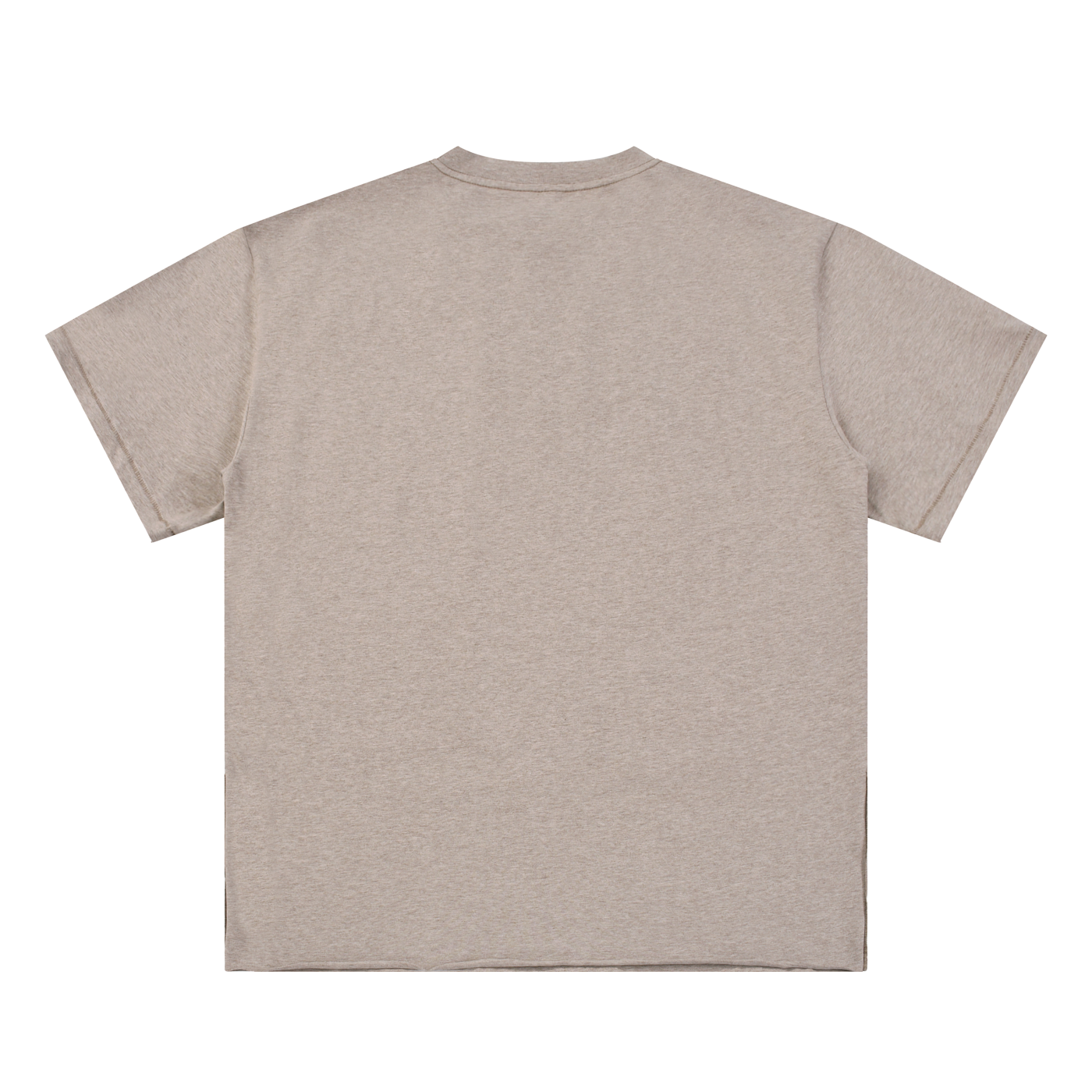 Beige unisex Essential T-Shirt, loose fit, 100% cotton, short sleeve, round neck, casual style.