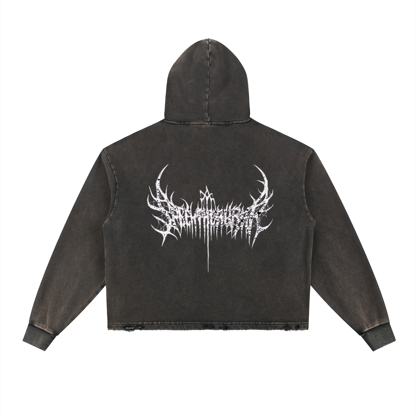 Aura Vintage Washed Frayed-Hem Hoodie – Aged Stone-Wash Fleece Pullover for Urban Street Style - Aura Linen