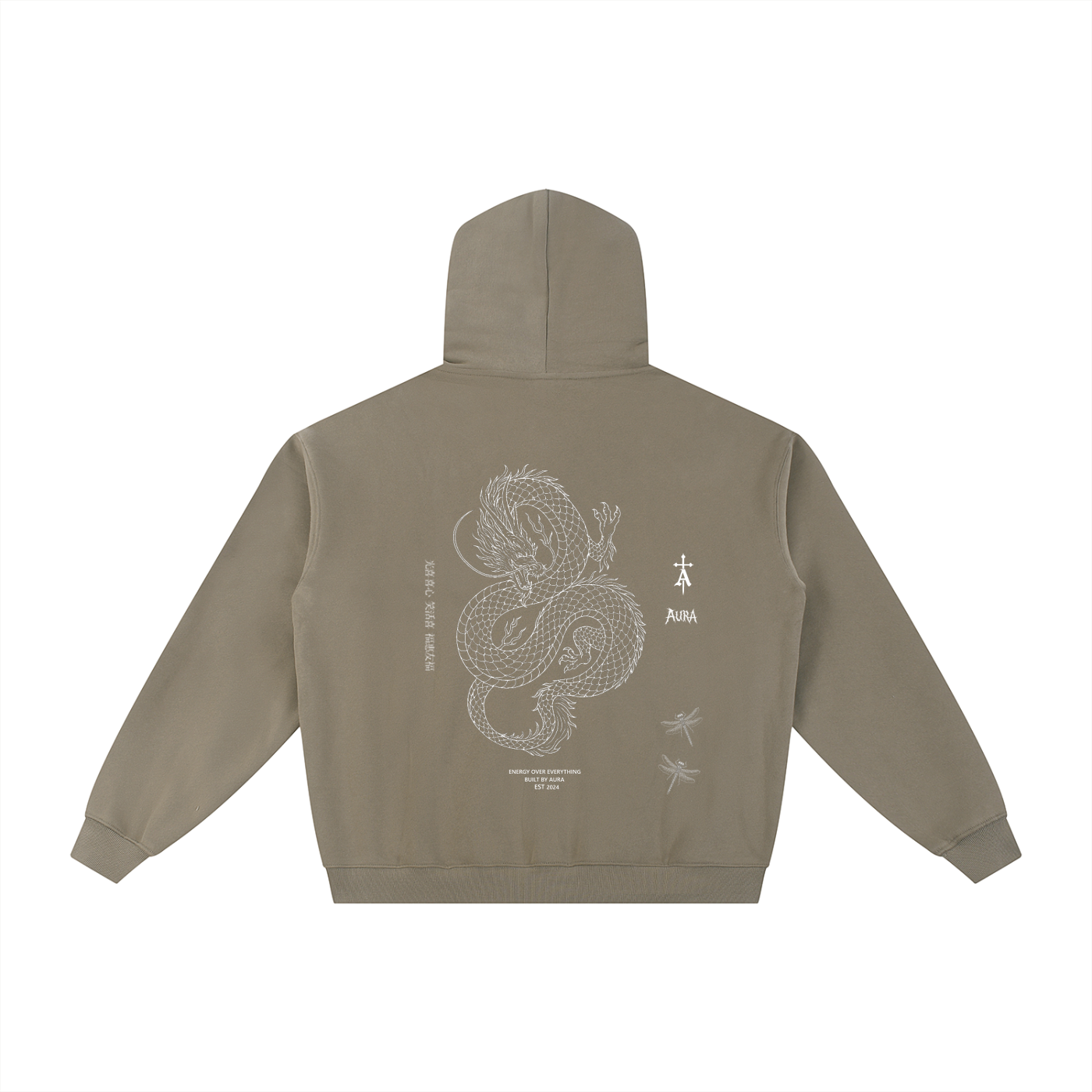 Aura Essential Heavyweight High-Neck Zip-Up Hoodie – Minimal Unisex Street Style Outerwear - Aura Linen