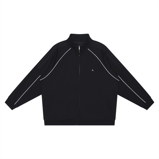 Aura Contrast Side-Stripe Stand Collar Jacket – Track Style Streetwear Outerwear for Men and Women - Aura Linen