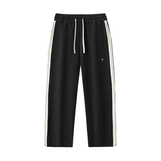 Contrast Side-Stripe Straight-Leg  Pants - Aura Linen