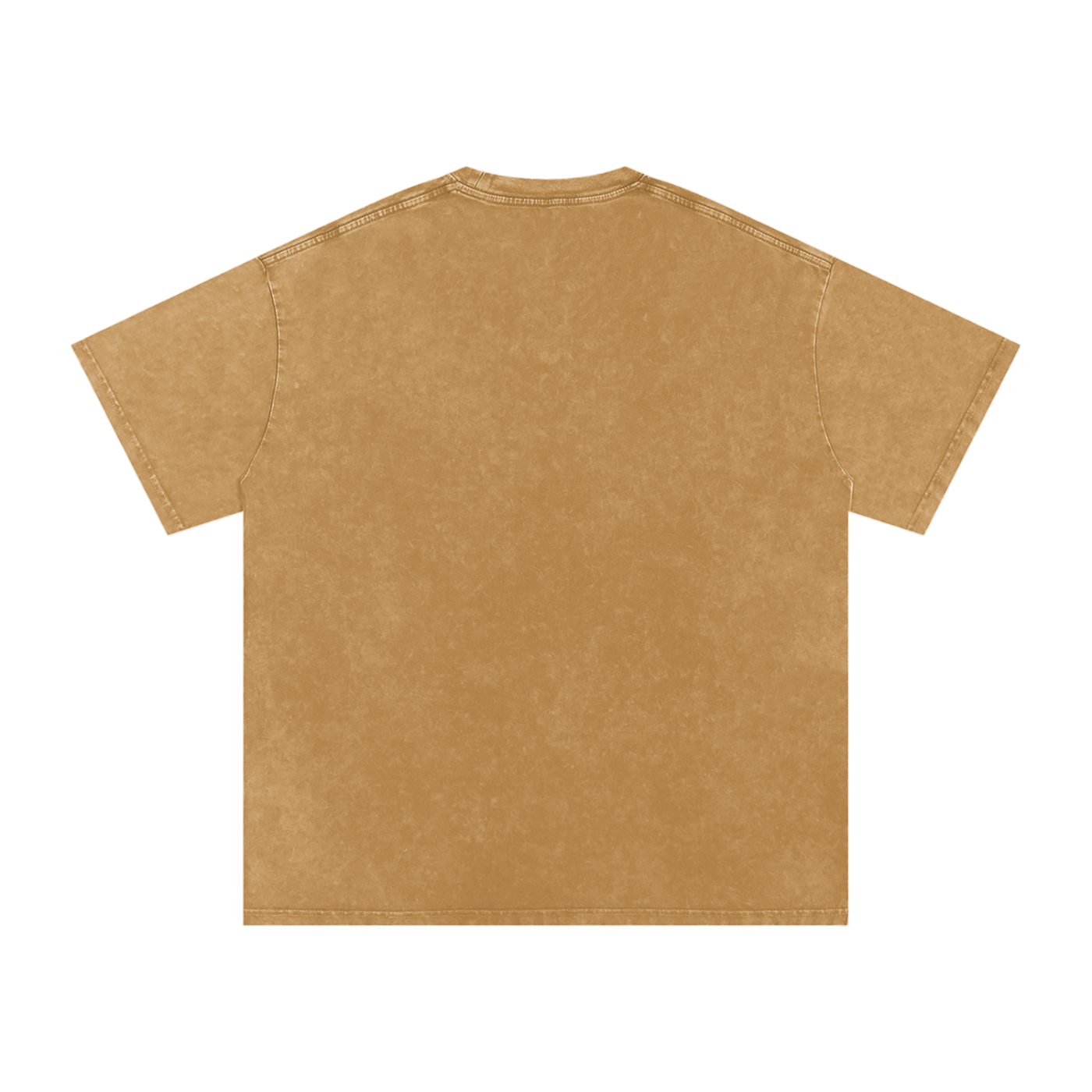 Back view of unisex Logo Acid Wash oversize t-shirt in brown cotton fabric with short sleeves and round neck