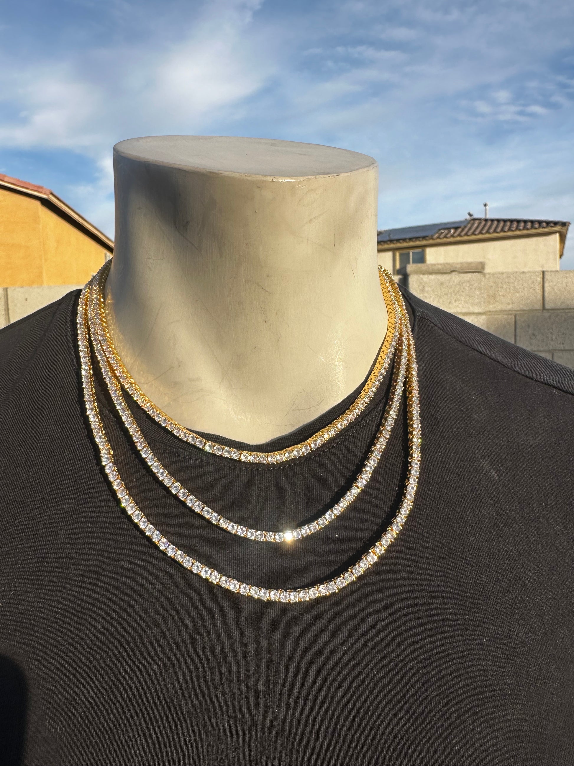 Sterling Silver Moissanite Tennis Chain – 18–22 Inch Adjustable 3mm - Aura Linen