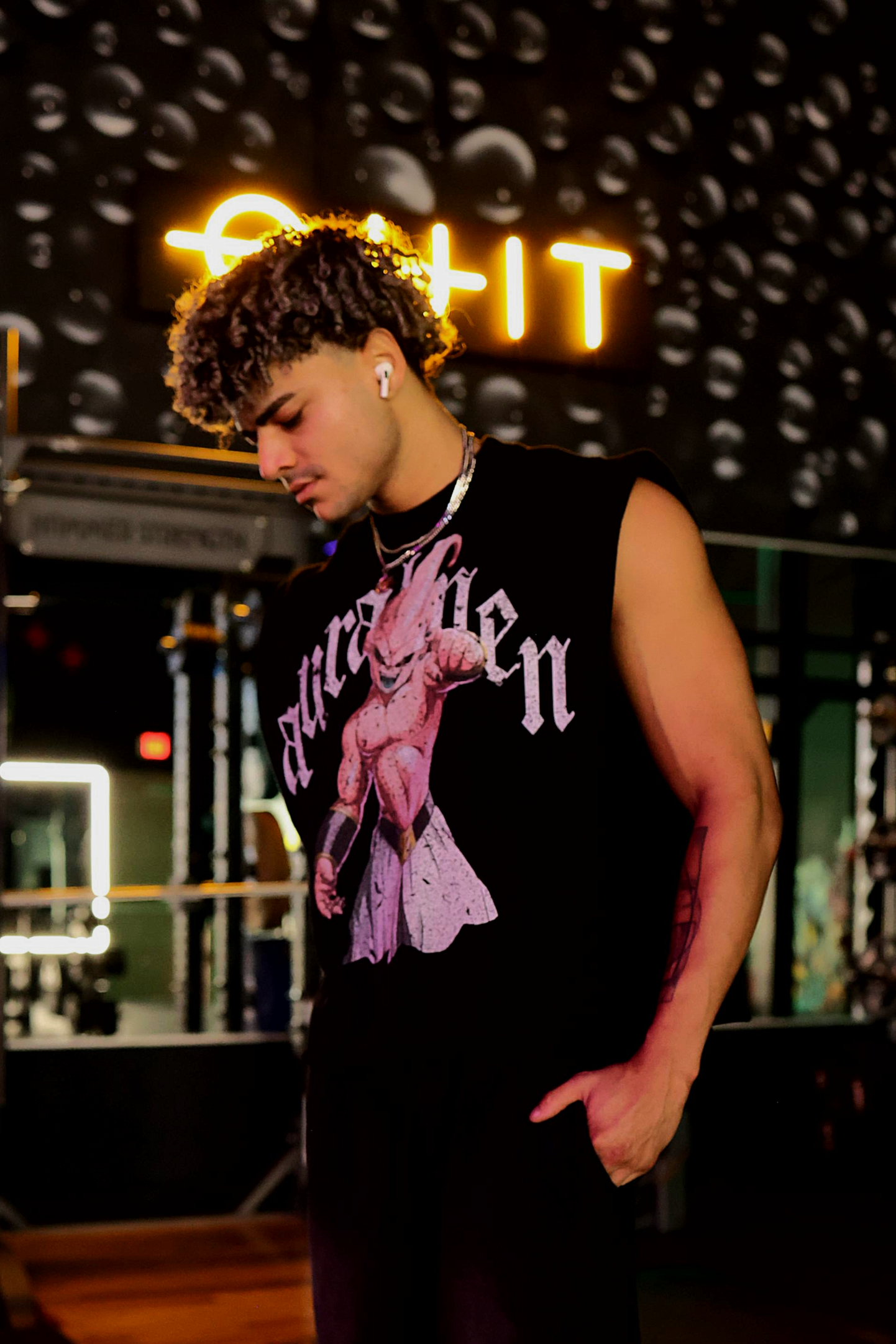 Unisex Anime Dragon Ball Z Kid Buu sleeveless tank top in French Terry boxy style for casual streetwear