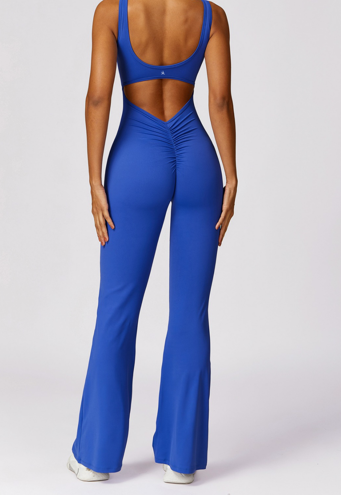 Aura Women’s Slate Blue Bodysuit – Flared Leg Jumpsuit for Activewear and Street Style