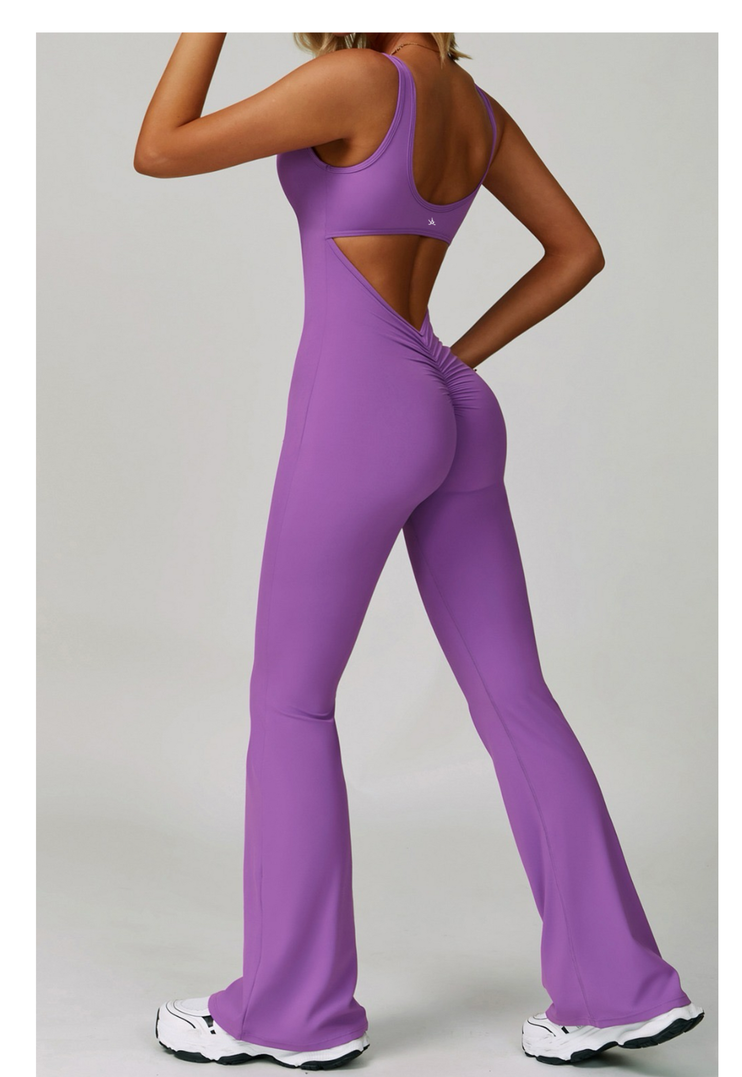 Aura Women’s Slate Blue Bodysuit – Flared Leg Jumpsuit for Activewear and Street Style