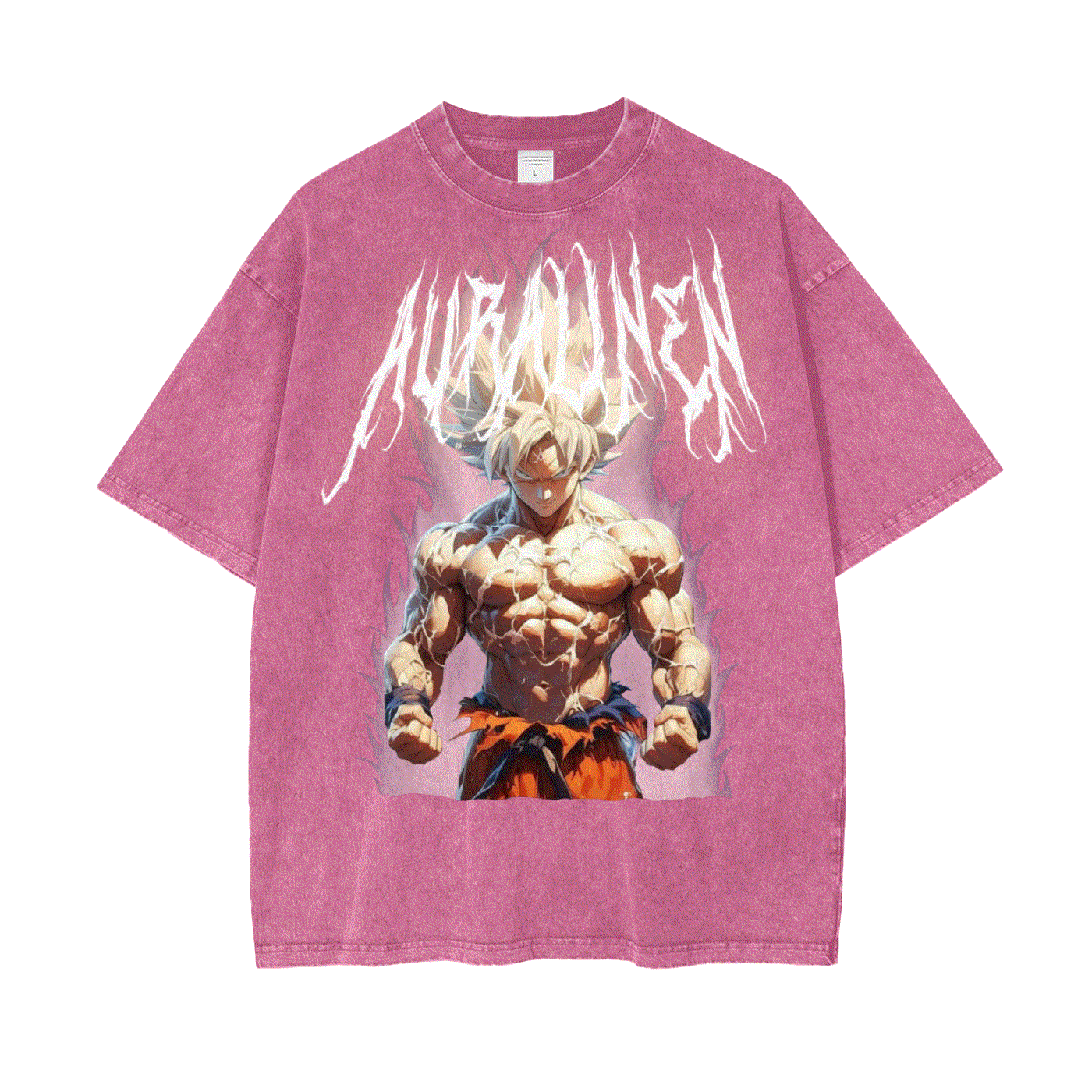 Purple loose fit Dragon Ball Z Goku Aura graphic t-shirt with snow wash finish and round neck