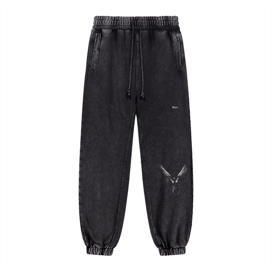 Aura Snow Wash Heavyweight Jogged Sweatpants – Stone Wash Streetwear Joggers for Men and Women - Aura Linen