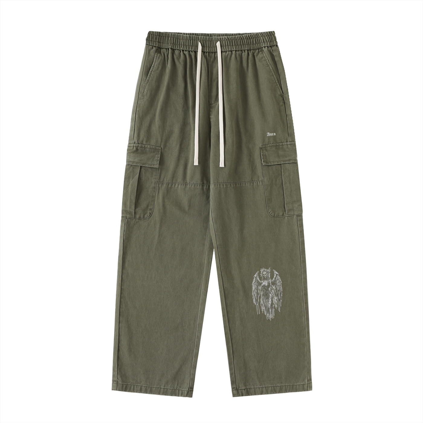 Aura Drawstring Waist Straight-Leg Cargo Pants – Utility Street Style for Men and Women - Aura Linen