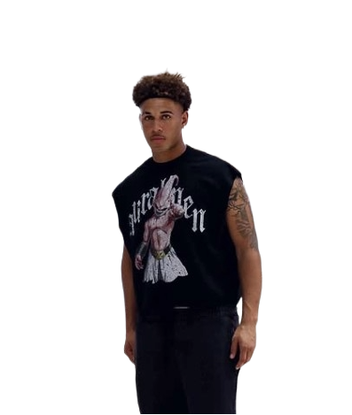 French Terry Boxy Tank Top - Unisex Streetwear Dragon Ball Z Kid Buu Design