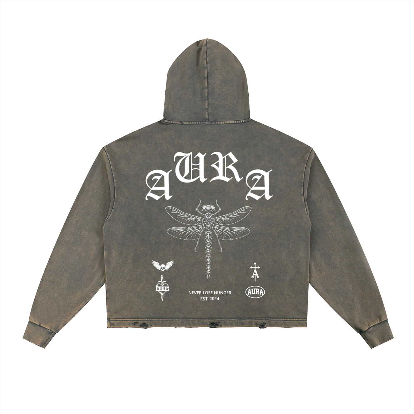 Vintage Washed Frayed-Hem Hoodie - Aura Linen