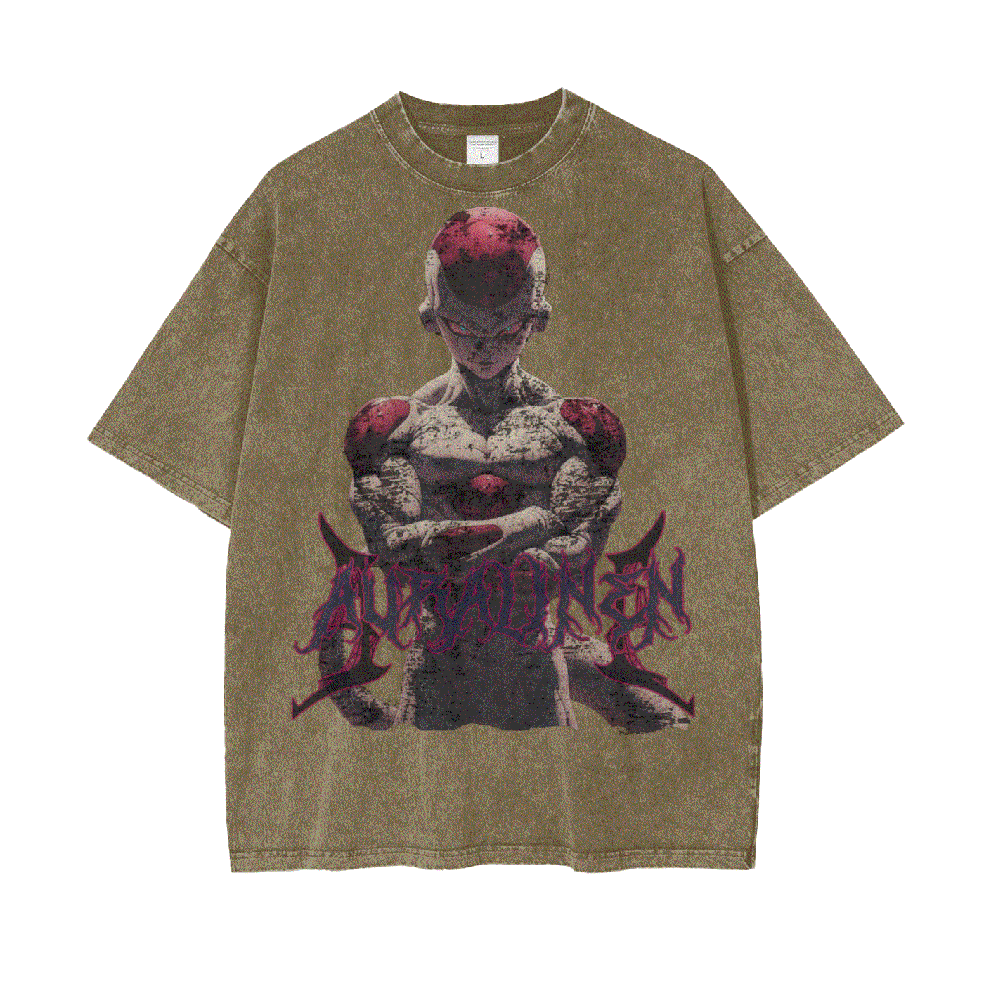Anime Dragon Ball Z Freeza Aura graphic tee in brown cotton with short sleeves and loose fit