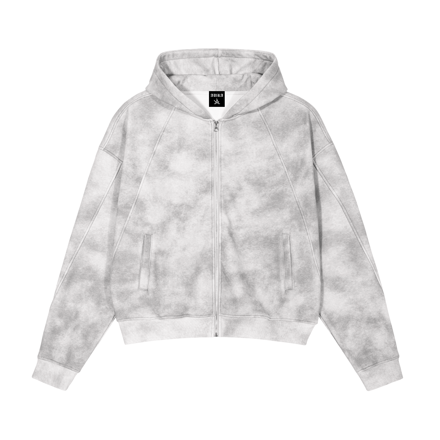 Dirty Washed Zip-Up Fleece Hoodie - Aura Linen