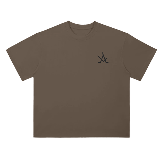 Brown loose fit Double Faced Angel Graphic Tee with round neck and short sleeves in 100% cotton fabric