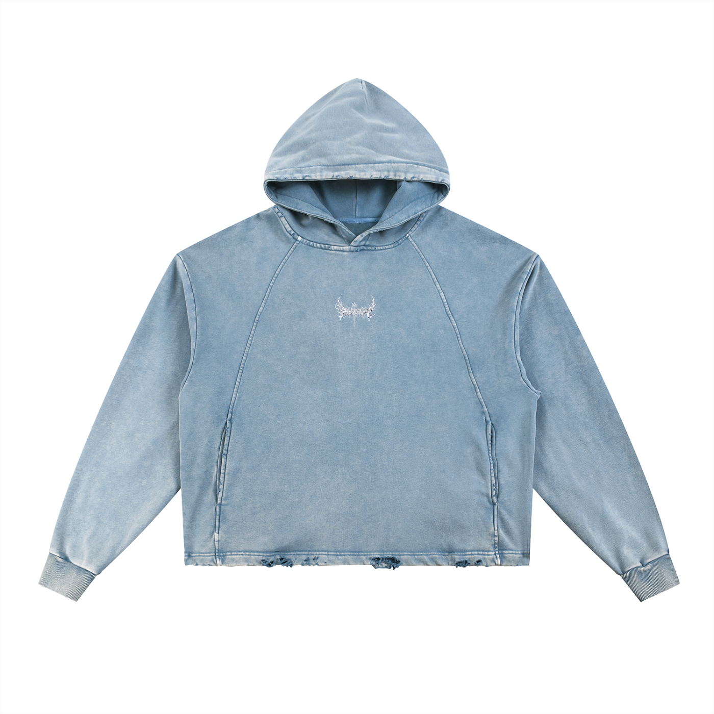 Aura Vintage Washed Frayed-Hem Hoodie – Aged Stone-Wash Fleece Pullover for Urban Street Style - Aura Linen