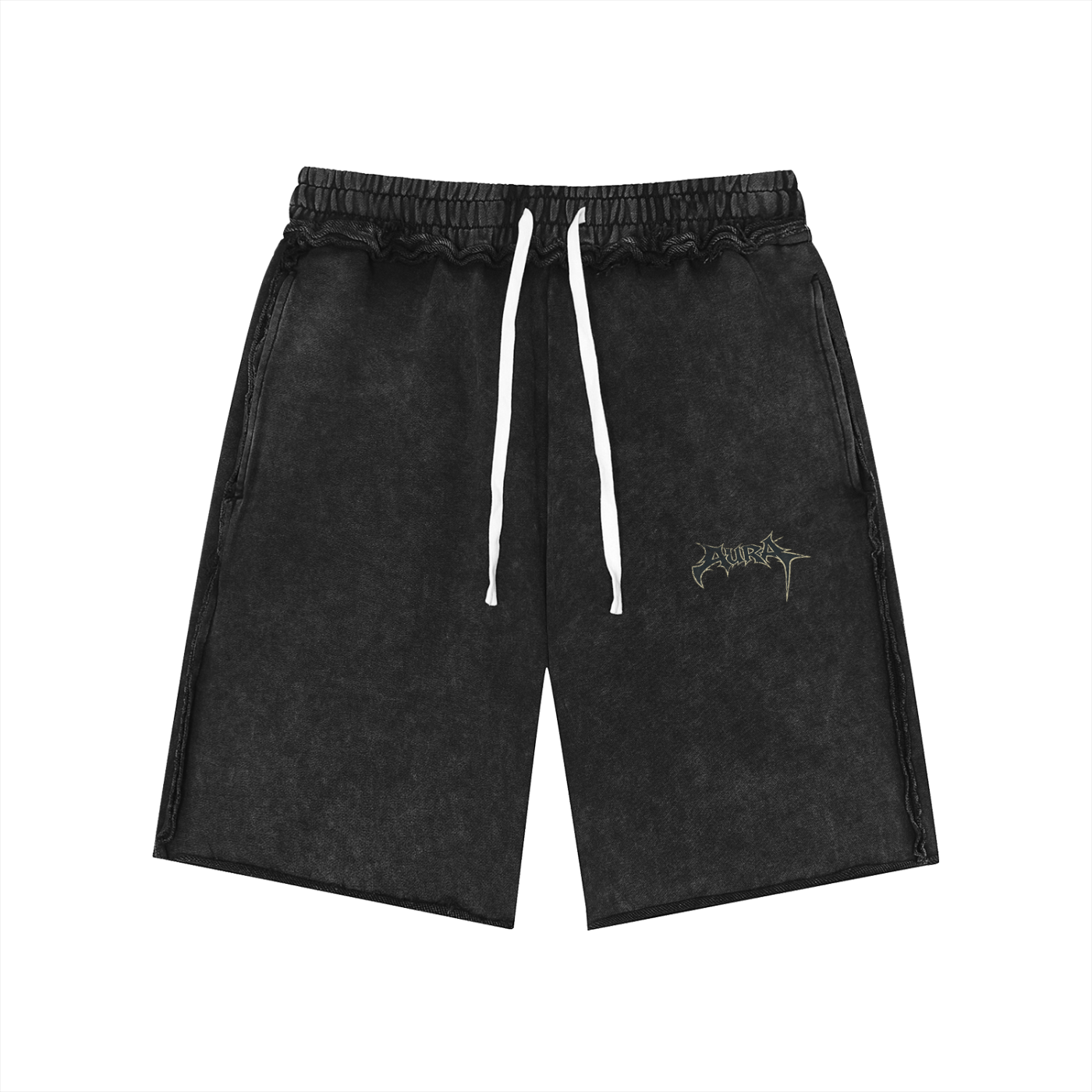 Unisex Mineral Wash Raw Edge Shorts