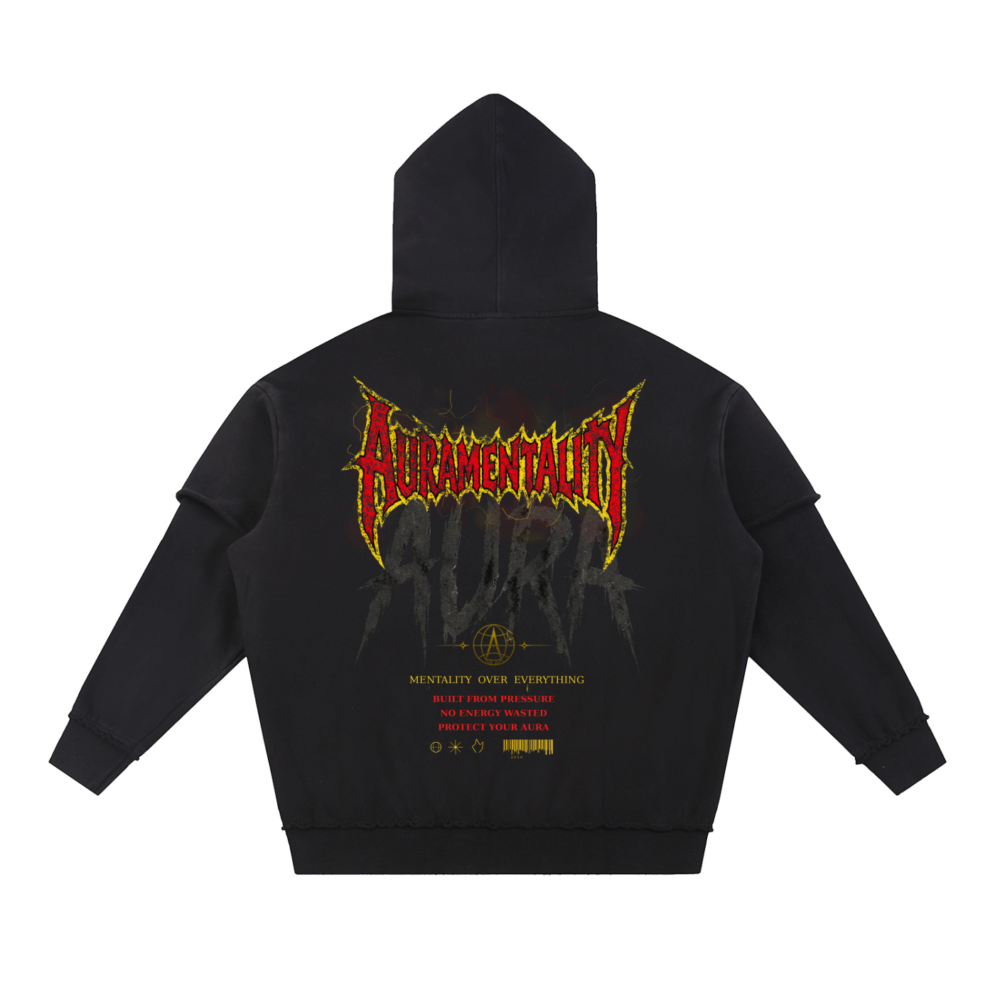 Snow Washed Raw Edge Double Layered Hoodie