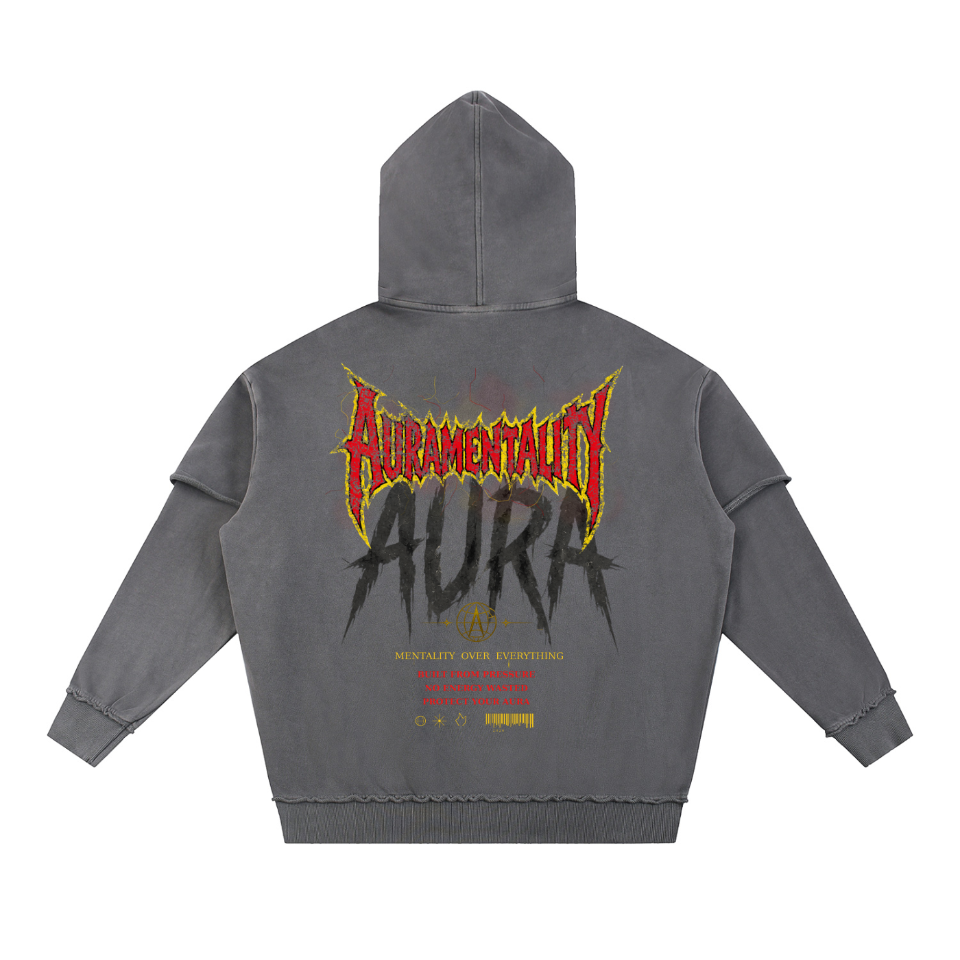 Snow Washed Raw Edge Double Layered Hoodie